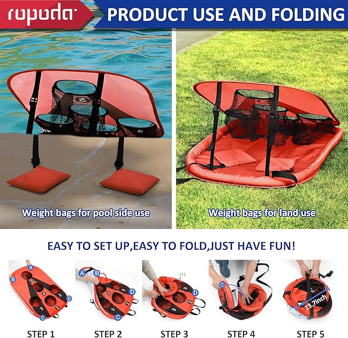 ropoda Pool Cornhole Board Set, 3ft x 2ft Corn Hole Games for Adults, Cornhole Set Floating, Pool Games for Adults, Water and Land Dual-Purpose, Easy Setup, Beach Toys for Family, Beach/Lawn Toys