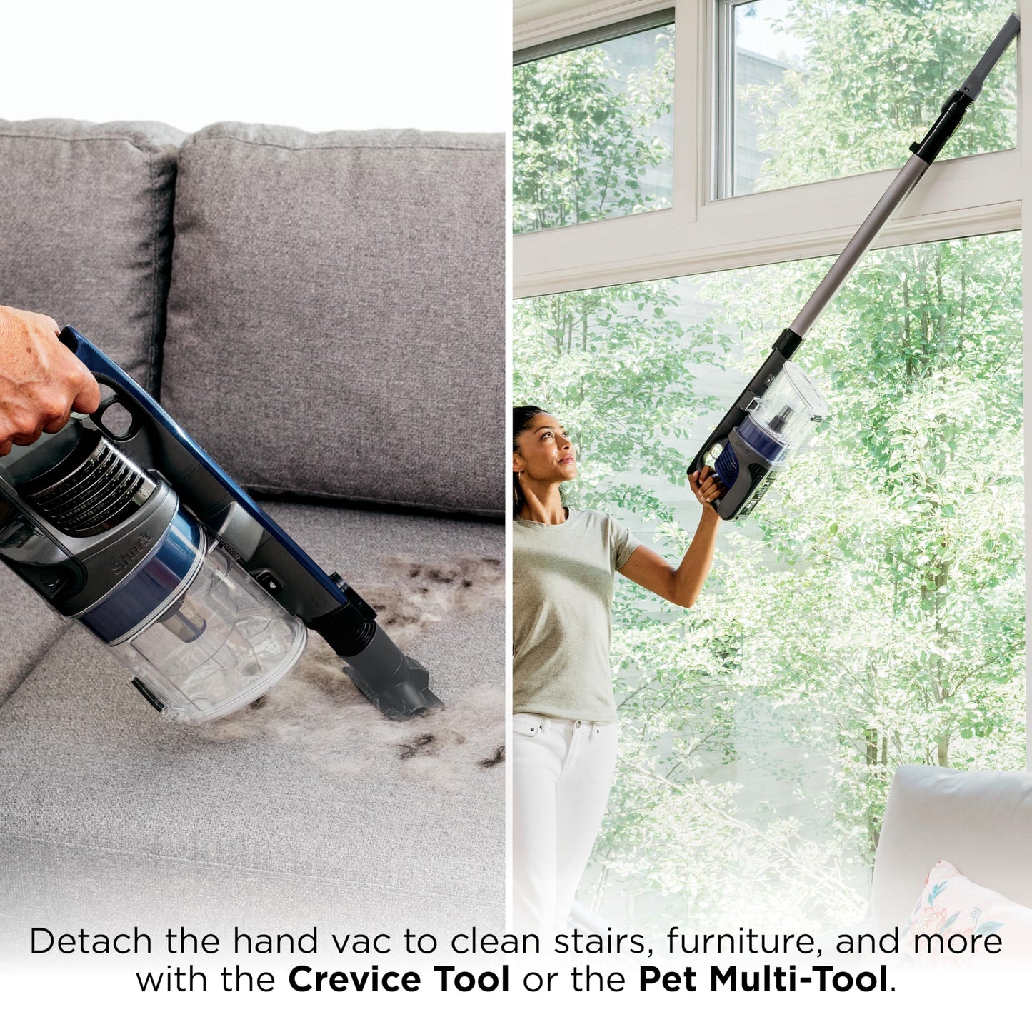 Shark Pet Cordless Stick Vacuum | HyperVelocity Suction, XL Dust Cup, LED Headlights | Removable Handheld with Crevice & Pet Multi-Tool | 40-Min Runtime | Lightweight, Portable | Grey | IX141