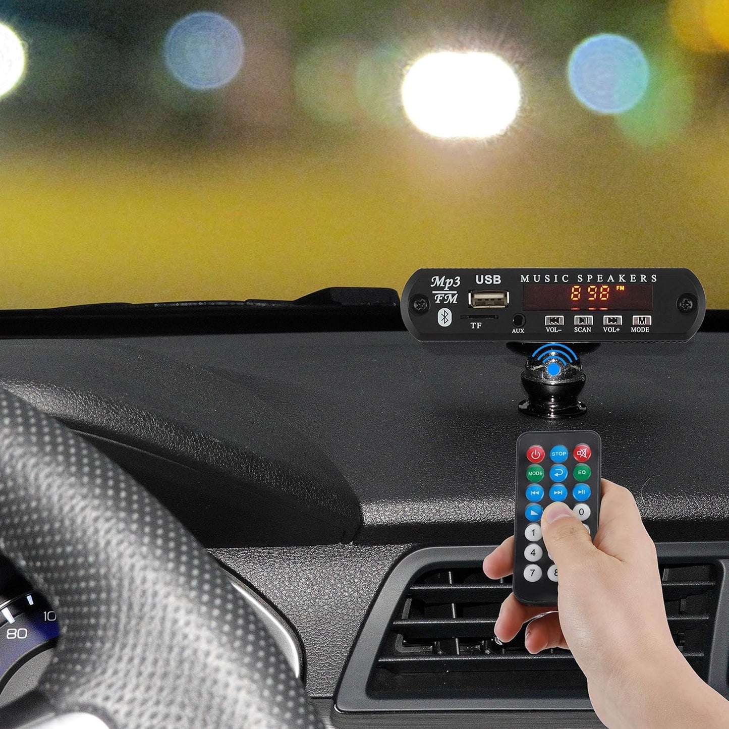 XRONG Radio,MP3 4-Digital 3.5mm Bluetooth Audio Receiver FM Digital Player,LED Display,SD Card/USB Playback Audio