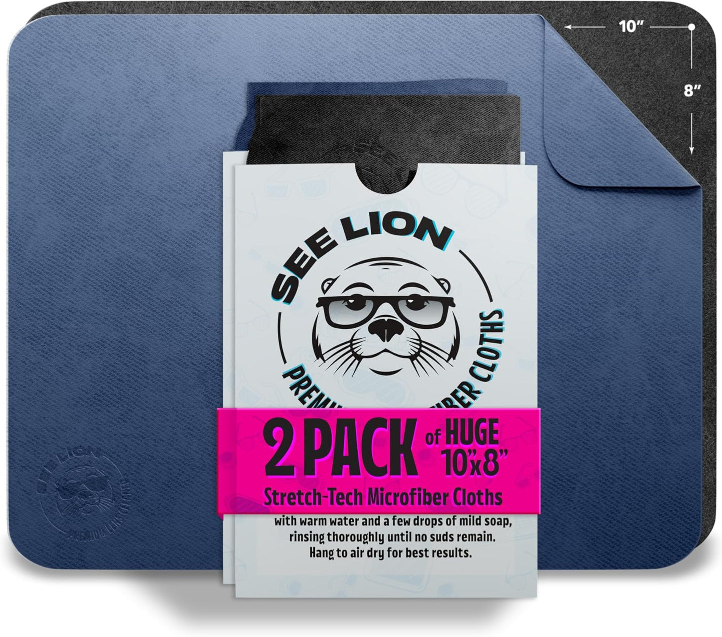 2-Pack) cellhelmet See Lion Swipes | Microfiber Lens Cleaning Cloths Ultrasoft, Reusable Wipes for Glasses, Screens