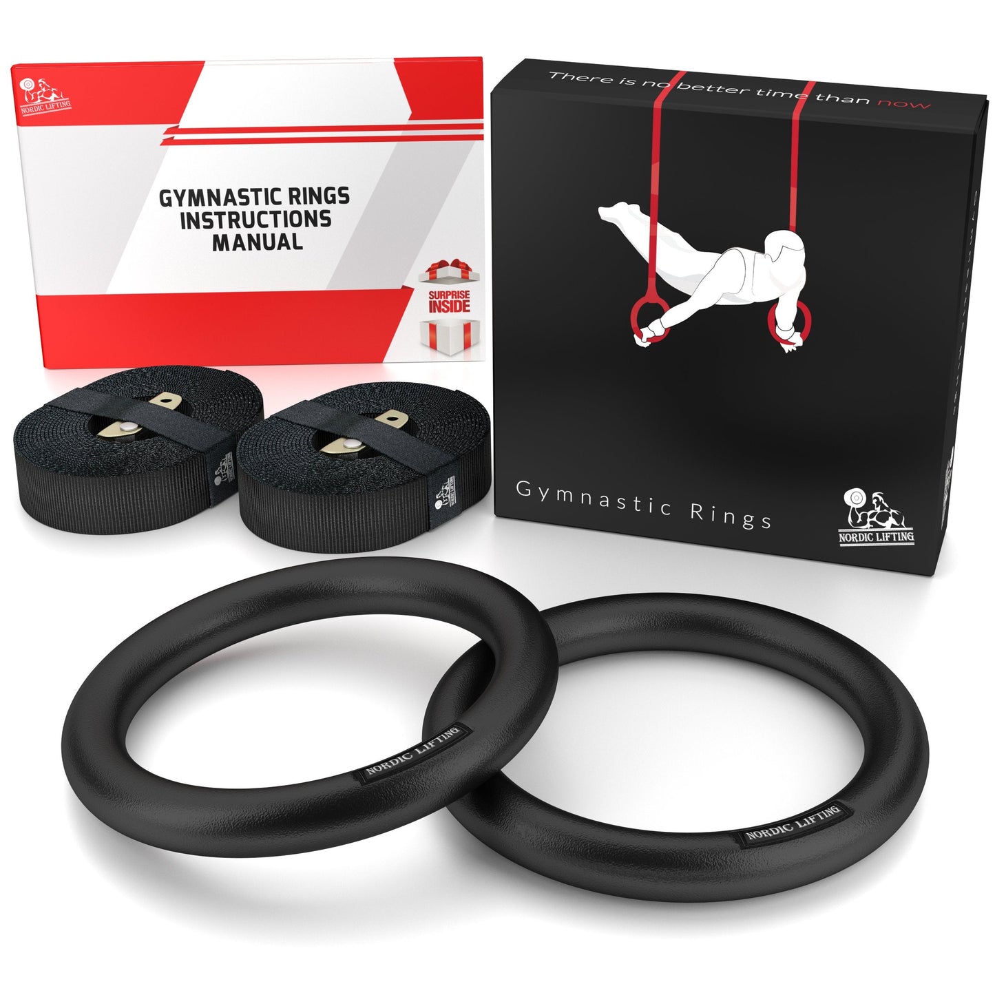 Nordic Lifting Gymnastic Rings with Straps – Heavy Duty Rings for Crossfit, Gymnastics, and Strength Training – Olympic Home Gym Equipment