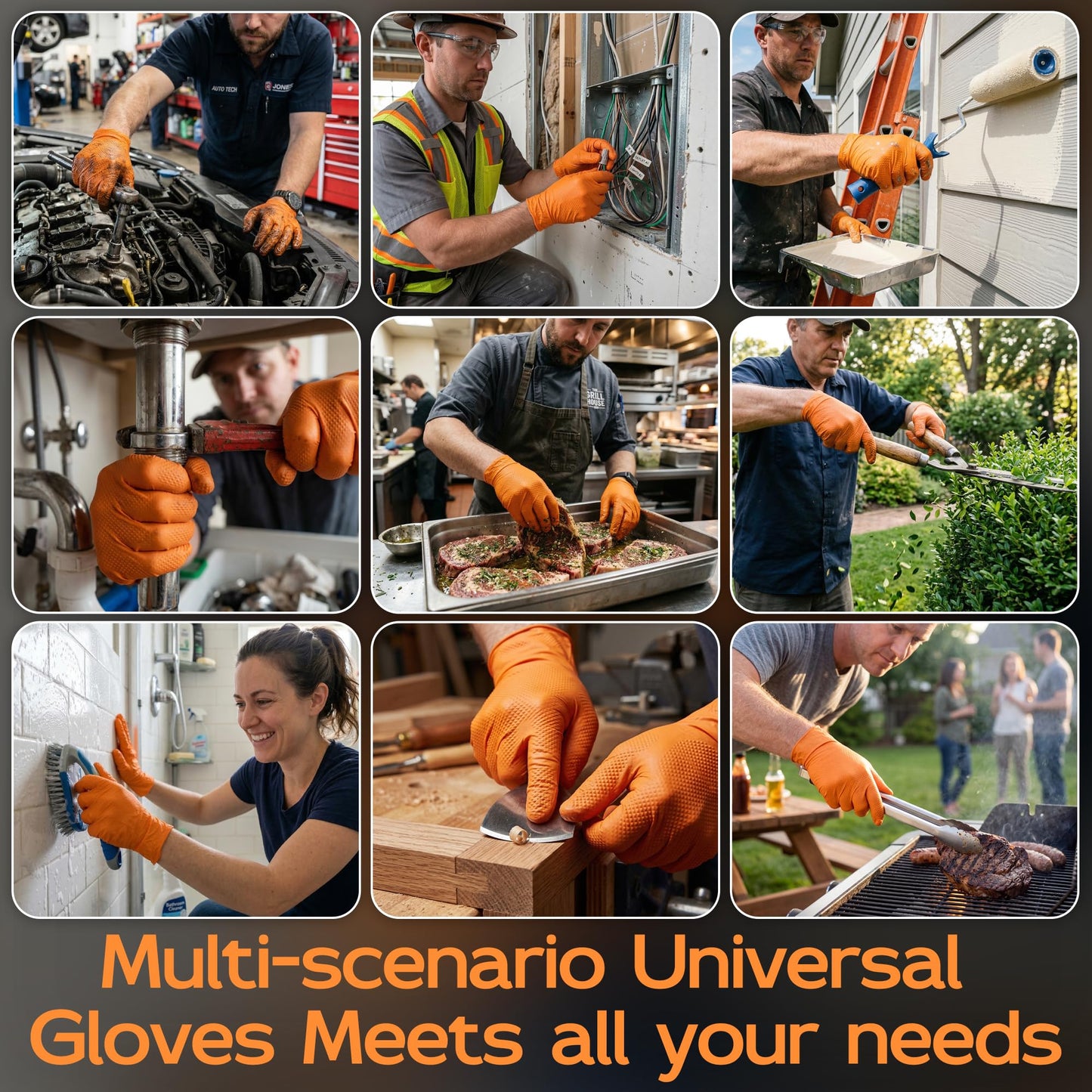 SuSWel Nitrile Gloves Disposable Rubber Latex Gloves HEAVY DUTY 8 Mil Industrial Mechanic Gloves X-Large, Diamond Textured, 1000PCs