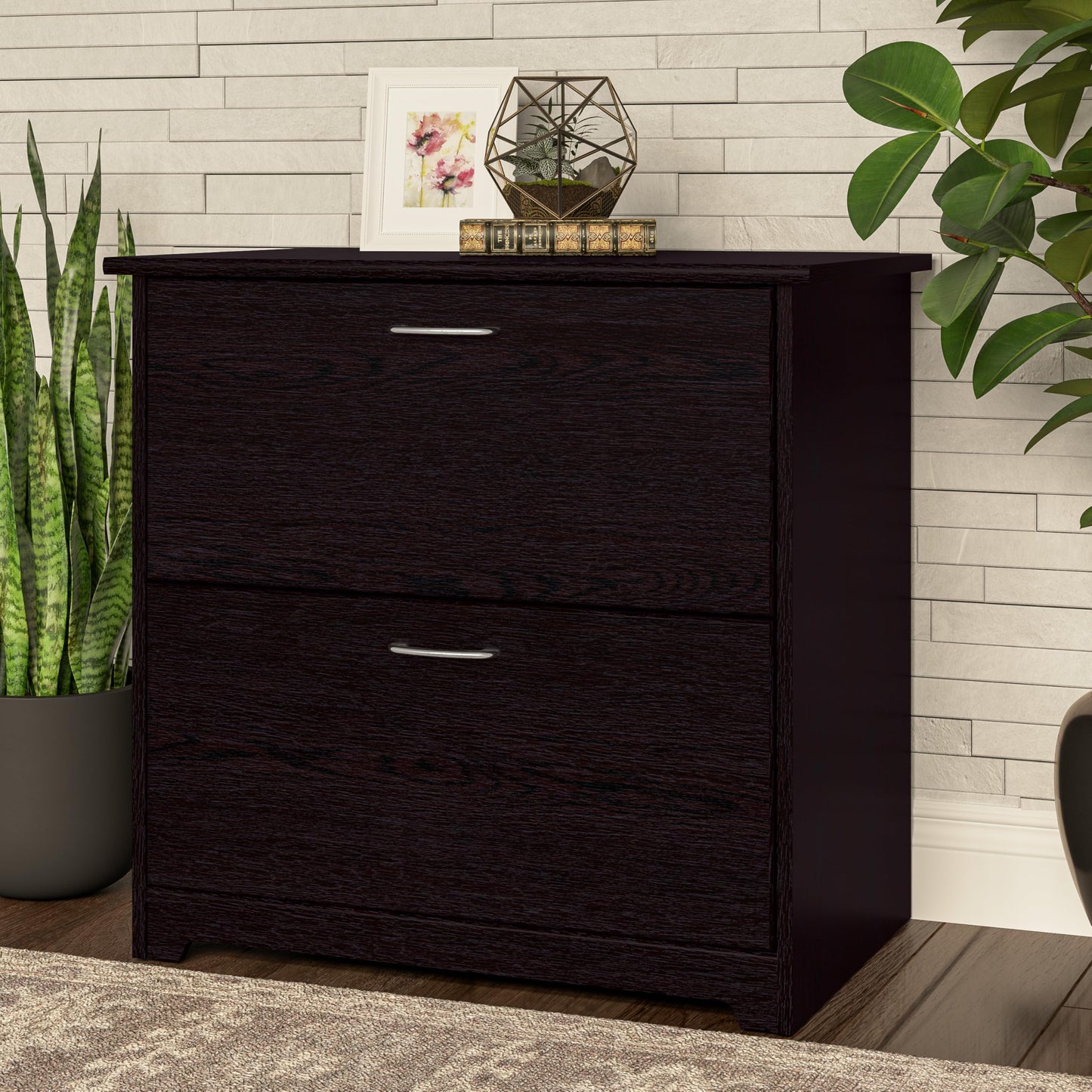 Bush Home Cabot 2 Drawer Lateral File Cabinet in Espresso Oak, Home Office Chest for Letter, Legal, and A4-size Document Storage