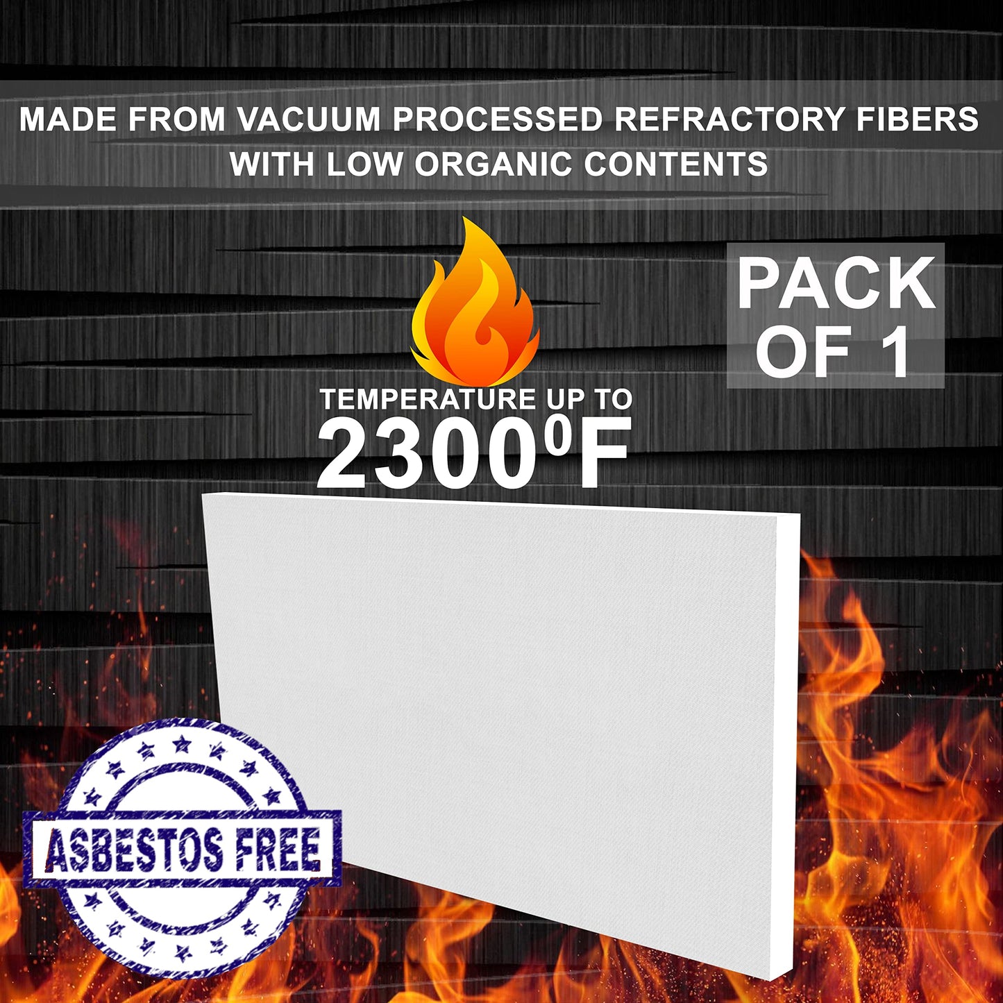 SIMOND STORE Ceramic Fiber Board Insulation - 2300F Rated, 1" x 19.7" x 39.4", Fireproof Insulation Board for Wood Stove, Forge, Boiler, Pizza Oven, Kiln, Furnace, Fireplace, Pack of 1