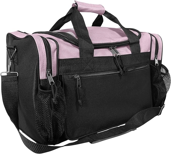 DALIX 17" Duffle Bag Dual Front Mesh Pockets (Black Gold Gray Dark Green Navy Blue Maroon Royal Blue Orange Pink Purple Red White