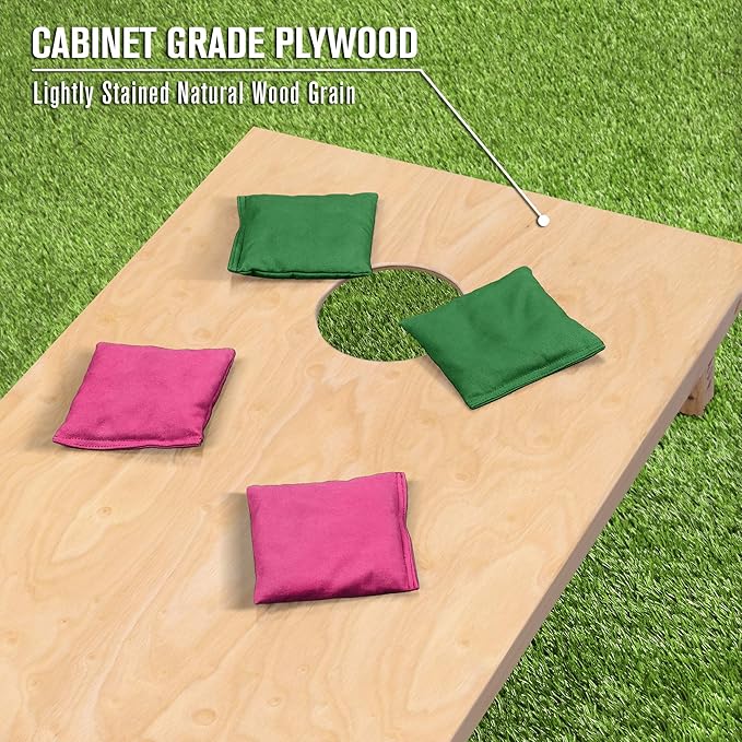 GoSports Regulation Size Wooden Cornhole Set with Natural Wood Finish - Includes Carrying Case