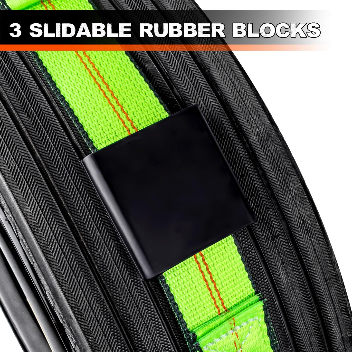 MIMANCHI 2" x 10' Tire Tie Down Straps Over The Wheel Ratchet,8PCS,Heavy Duty Vehicle Tie Down Kit,Auto Hauler Straps for Trailer w/ 3 Wire J Hooks and Rubber Blocks,Wheel Strap for Hauling Cars