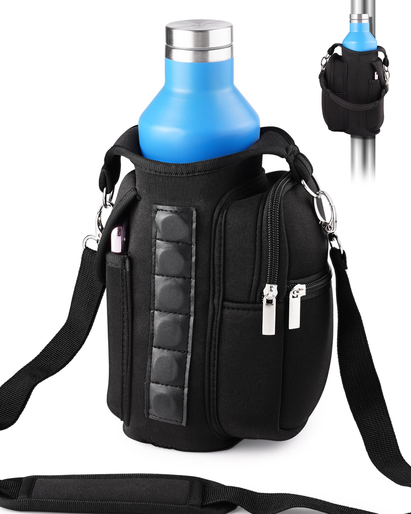 Gym Carrier, Magnetic Gym Pouch, Tumbler Carrier with Strap Phone Pockets, Fitness Portable Crossbody Bag with 6 Built-in Magnets, Gym Carrier with strap, Magnetic bag holder for Running Traval Sports