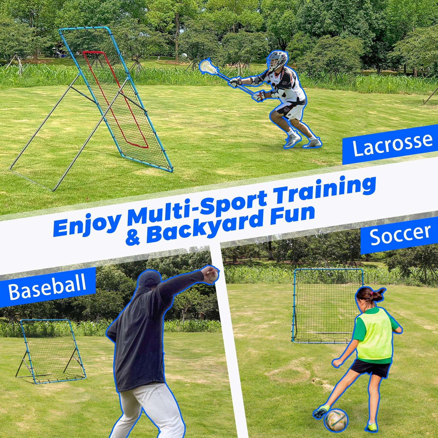 JOLORLY 2-in-1 Volleyball Rebounder Net, Adjustable 7×4 ft to 4.5×4 ft Bounce Back Training Rebound Equipment with Angle Customization for Volleying, Bumping, Spiking Practice (Blue)