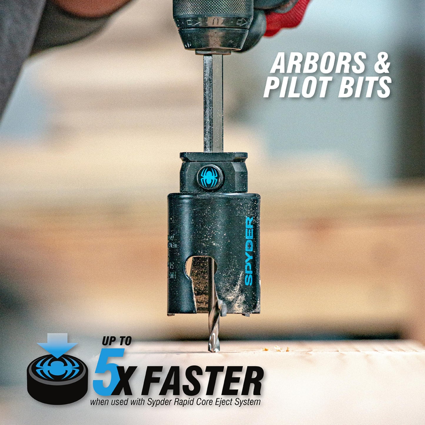 Spyder Hex8 3/8-inch Quick Change Hole Saw Arbor for Rapid Core Eject System,10-Pack