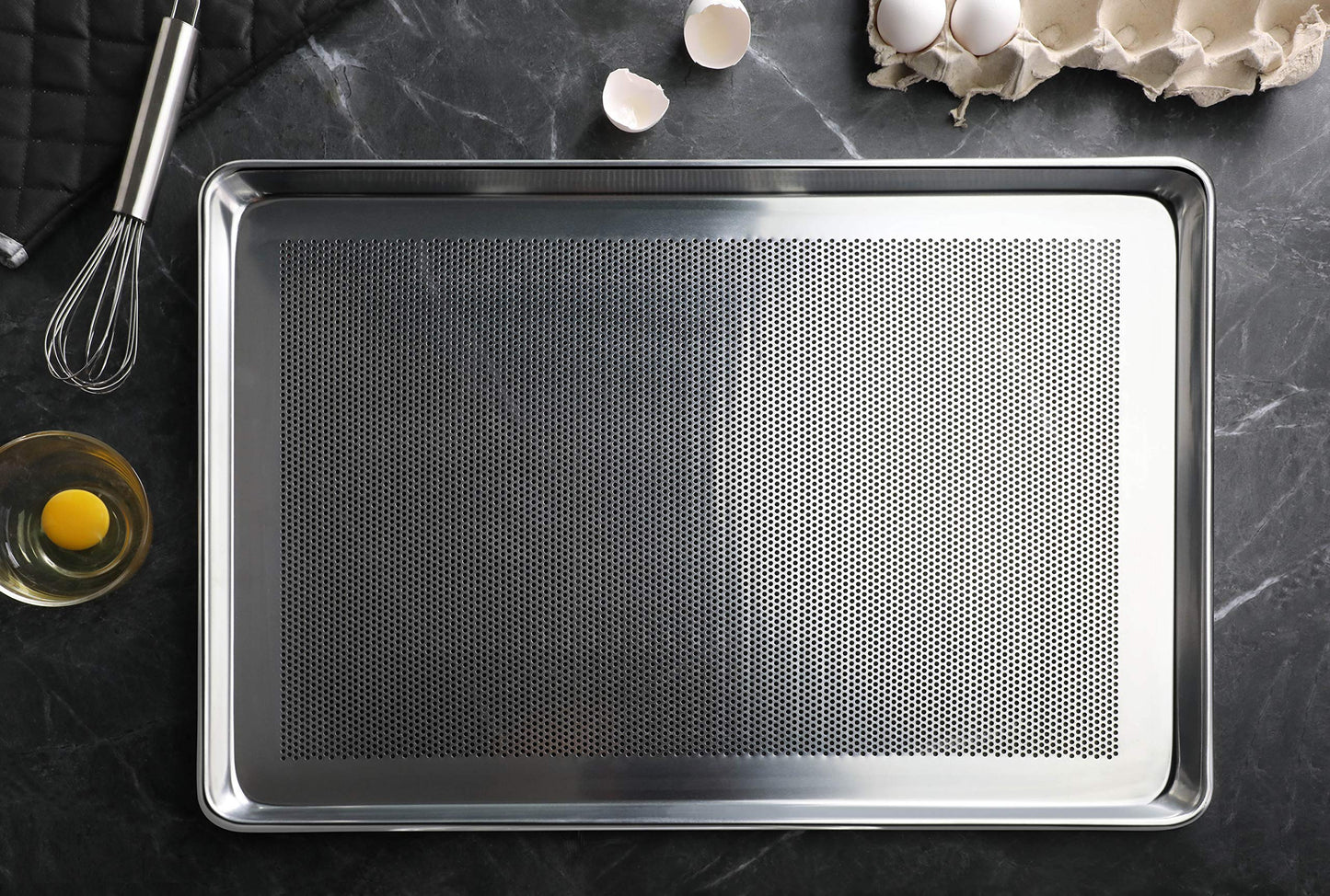 New Star Foodservice Commercial-Grade 18-Gauge Aluminum Sheet Pan/Bun Pan, Full Size, 18 L x 26 W x 1 H