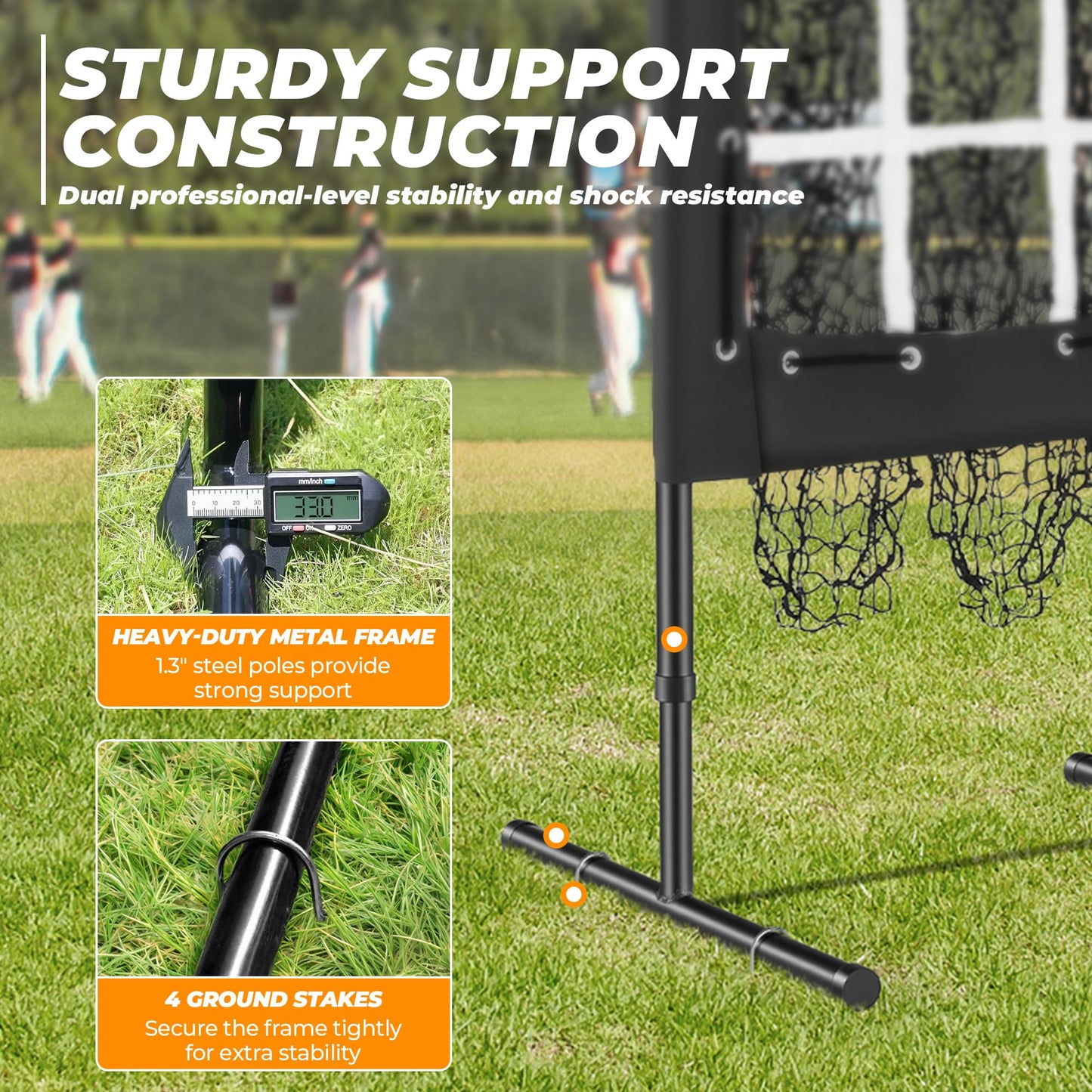 Sturdum 9 Hole Pitching Net, Portable Baseball Softball Nine Pocket Pitching Target with Strike Zone, Height Adjustable Pitcher Training Equipment with Carry Bag, 4 Ground Stakes