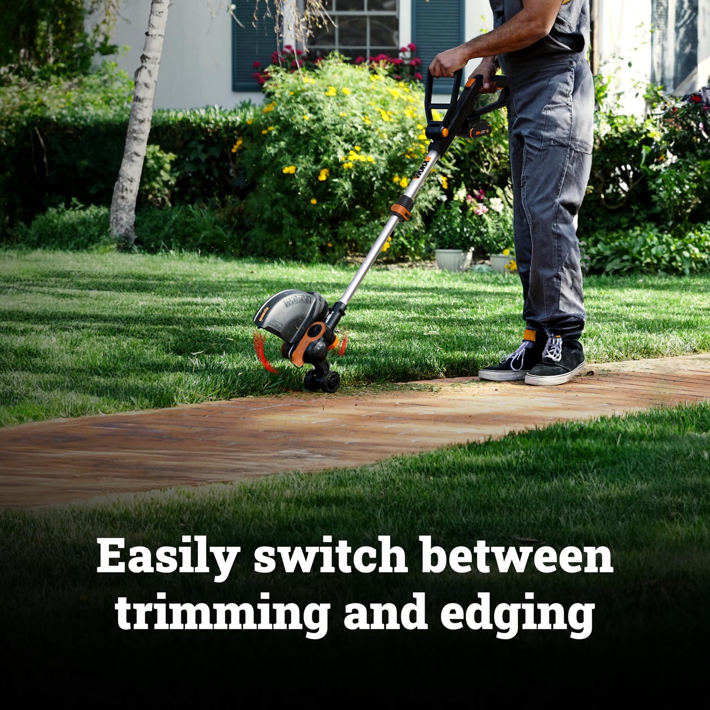WORX Cordless String Trimmer & Lawn Edger, 12" Electric Weed Wacker with Command Feed, 20V Weed Eater with 5.5 LBS, 2 Batteries & Charger Included, WG163
