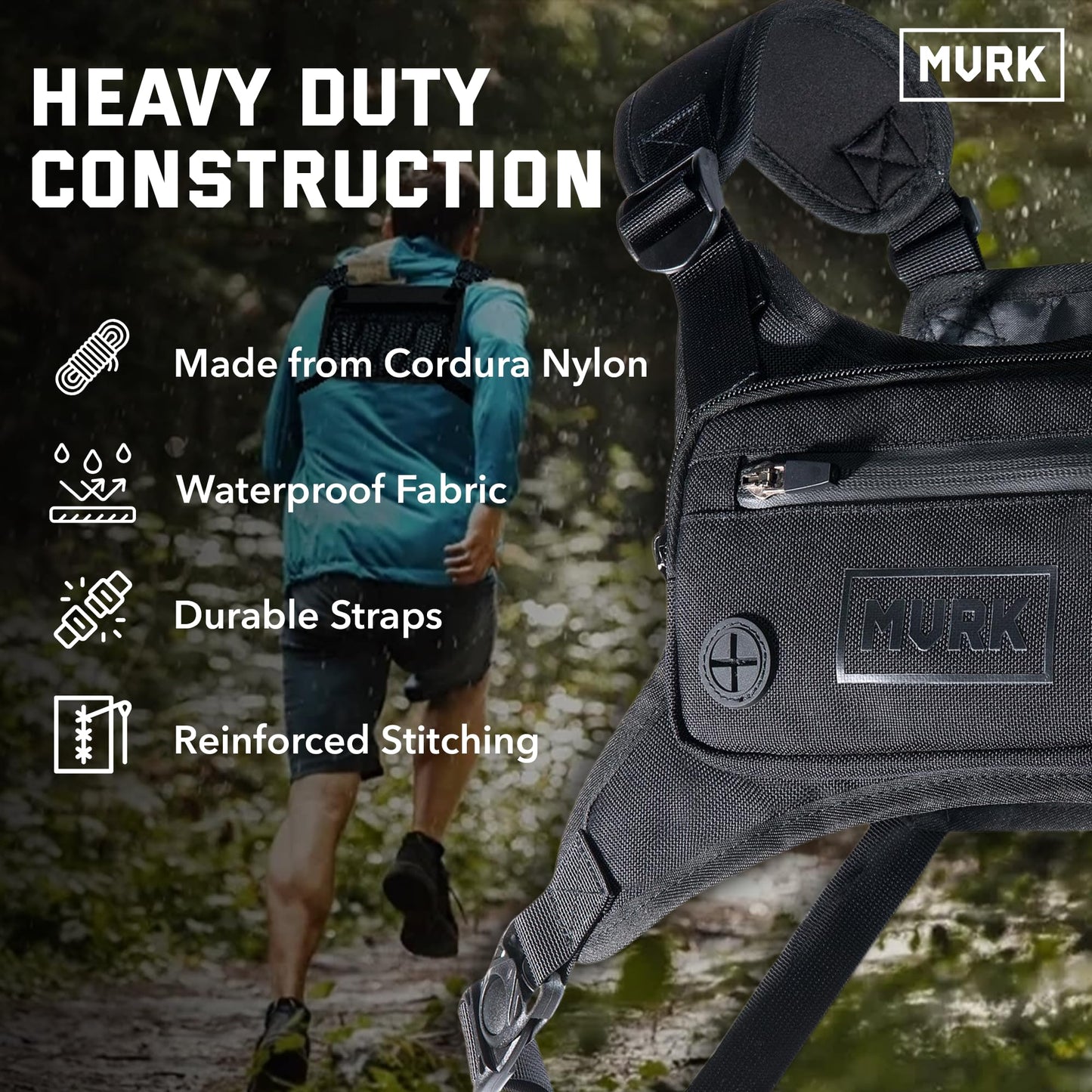 MVRK Water Resistant Running Vest Chest Pack, Phone Holder for Running, Lightweight Training Pack with Extra Storage & Reflective Detail