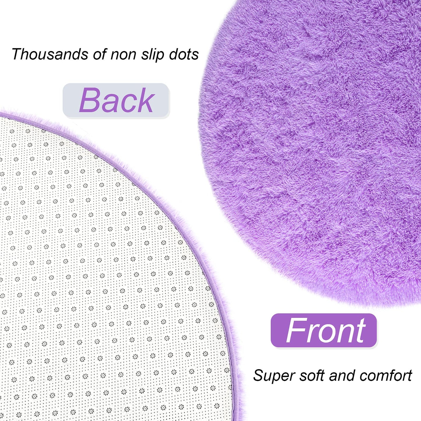 LOCHAS Bedroom Rug 2.6' x 5.3', Purple Fluffy Shaggy Area Rug for Bedroom Bedside, Soft Oval Throw Rugs Carpet for Kids Girls Nursery Living Room Home Decor