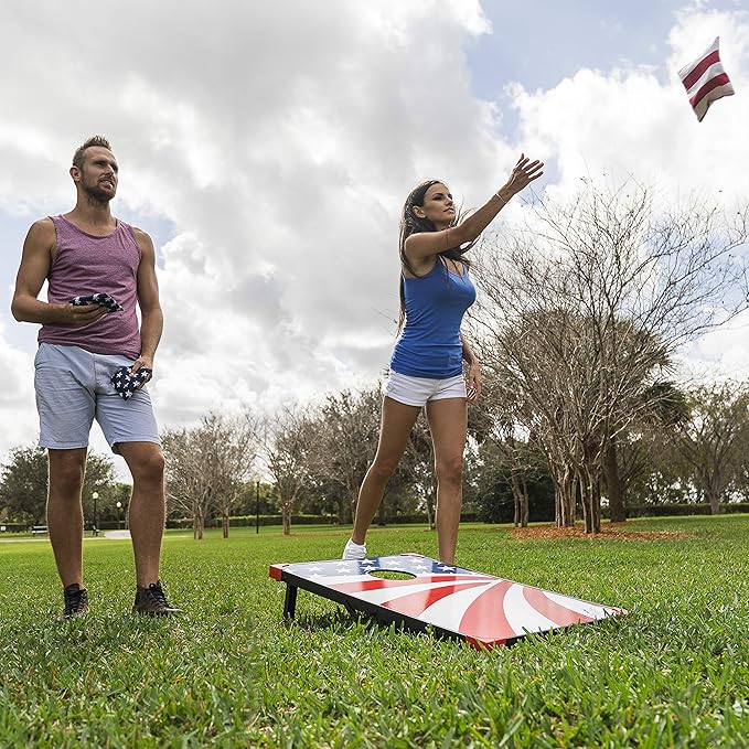 EastPoint Sports Cornhole Game Set Bean Bag Toss MDF - 2' W x 3' L - Built-In Storage, Convenient Carry Handles and 8 Premium Bean Bags