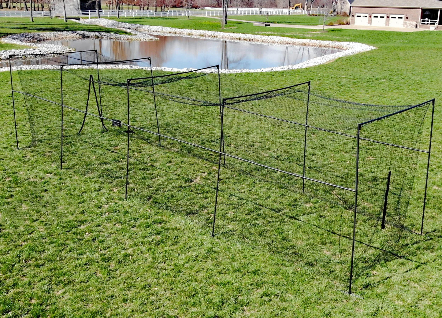 Murray Sporting Goods Baseball/Softball Batting Cage 40 ft - Black Steel Metal Frame with 60-Ply Net | Net Includes 7 ft Entrance Door and 4 ft Pitching Machine Hole