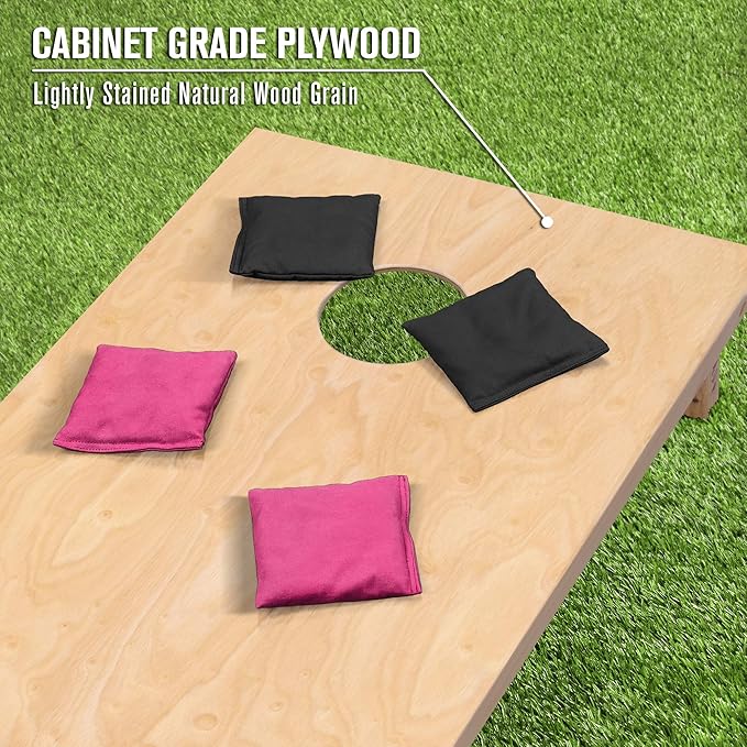 GoSports Regulation Size Wooden Cornhole Set with Natural Wood Finish - Includes Carrying Case