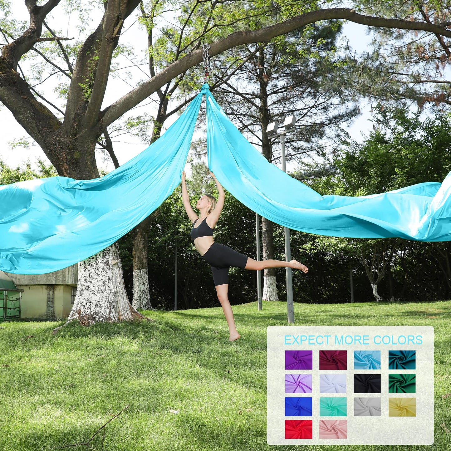 ZYOSJK Aerial Silks 11 Yards Aerial Silks For Home Aerial Yoga Swing Aerial Yoga Hammock Swing Aerial Silk For Gymnastics (SKY BLUE)