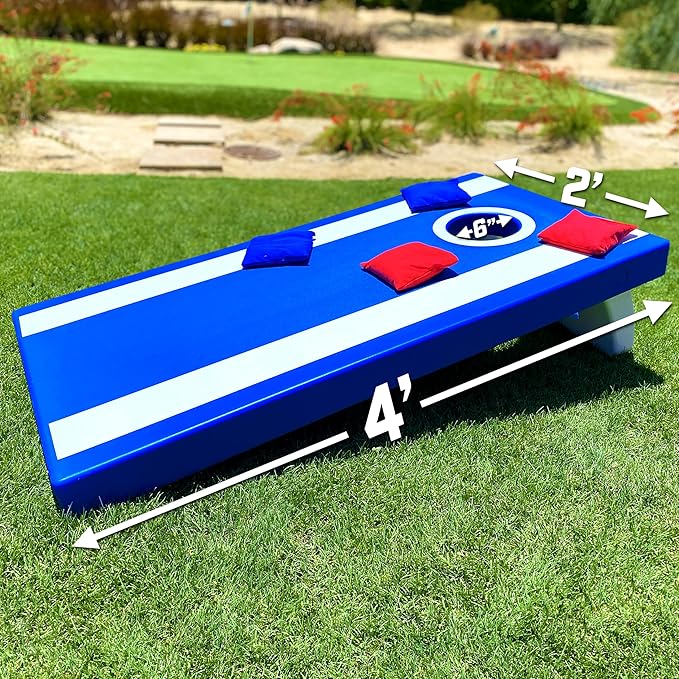 GoSports 4 x 2 ft All Weather Cornhole Boards - American Flag, Red, or Blue - Game Set Includes 8 Bean Bags & Rules