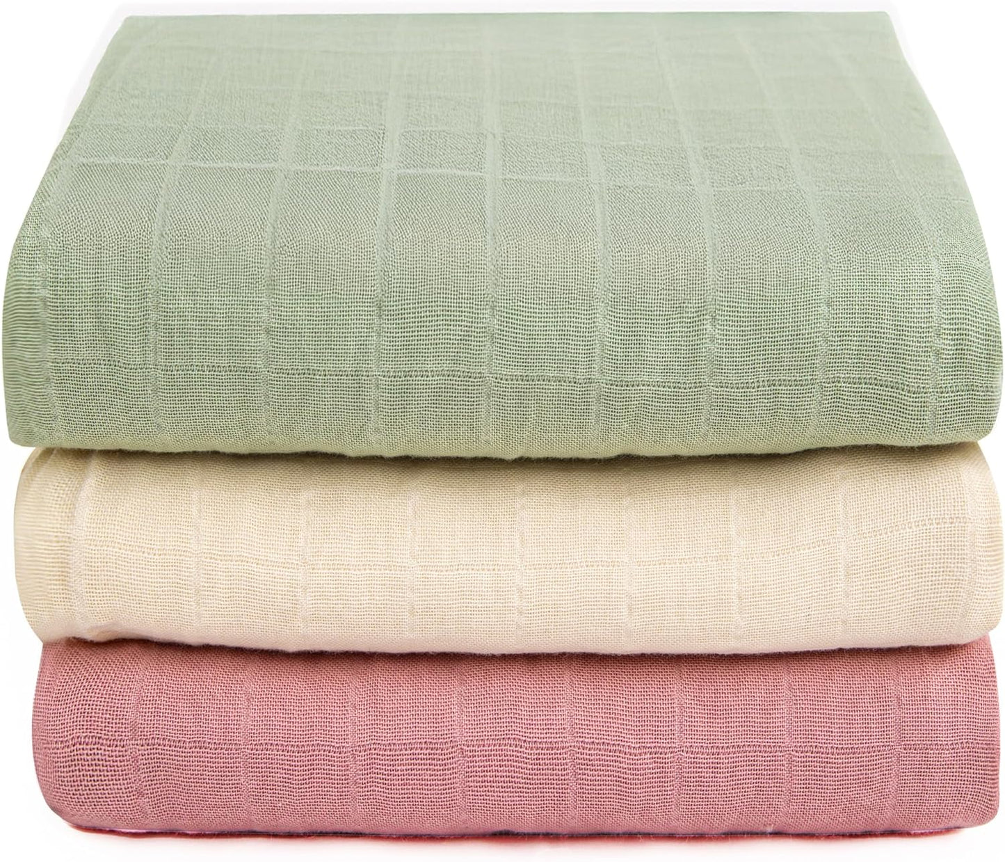 Skiennix Organic Muslin Swaddle Blankets - 100% Cotton, Soft & Breathable, 3-Pack, 47 x 47 Inches