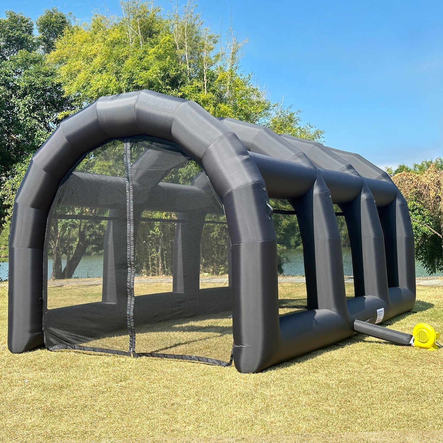 OZIS Inflatable Batting Cage for Baseball with Blower,Durable Inflatable Tennis Tent Baseball Softball Court Training Equipment Batting & Pitching Cage for Indoor/Outdoor Backyard Plays(Black