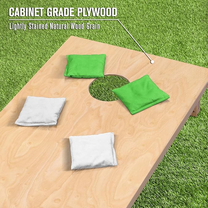 GoSports Regulation Size Wooden Cornhole Set with Natural Wood Finish - Includes Carrying Case