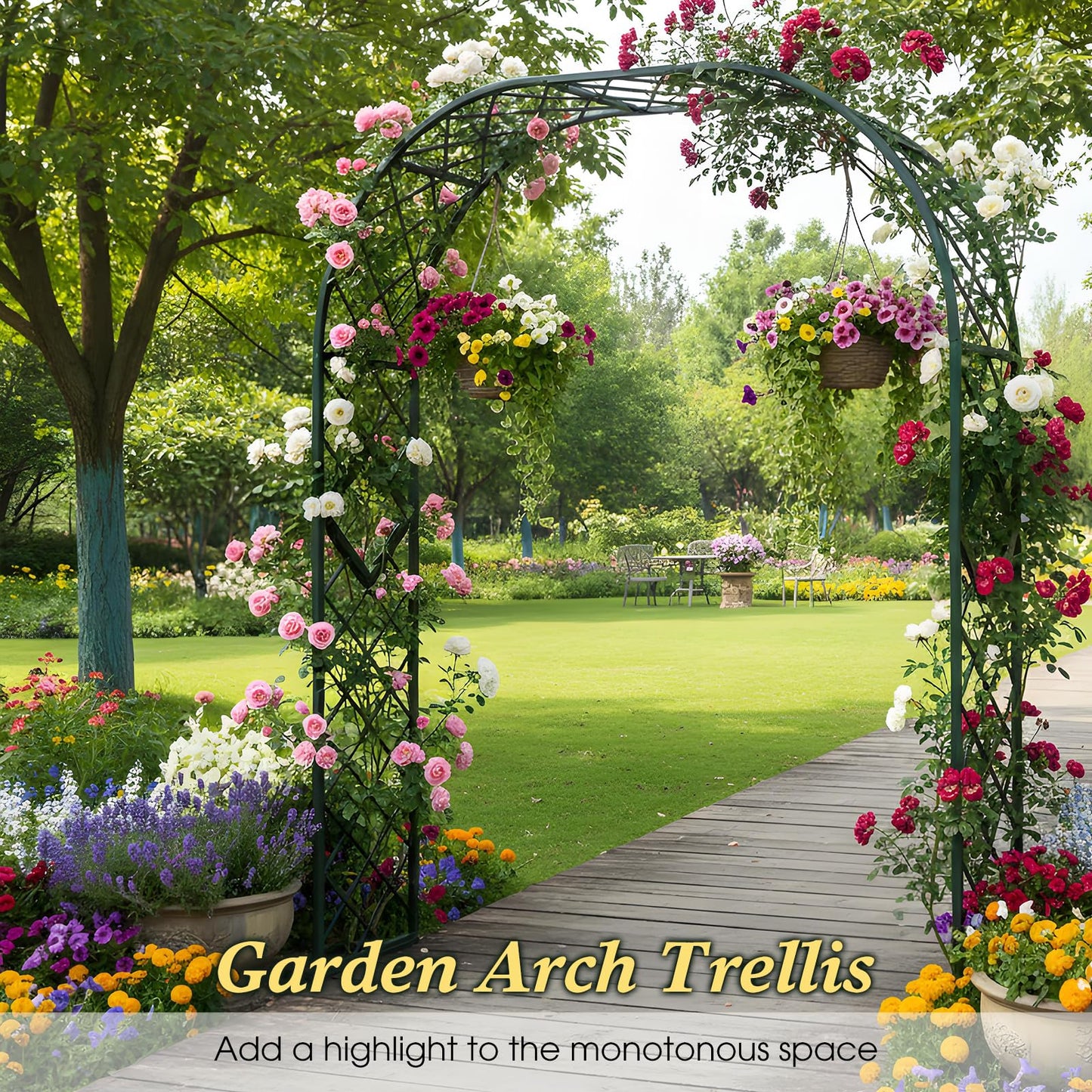 Garden Arch Trellis for Climbing Plants Outdoor Metal Garden Trellis Wide Sturdy Garden Arbor Arches Backdrop Stand for Lawn, Party, Ceremony, Wedding, Decoration Brown 55.1''×15.7''×H90.6''
