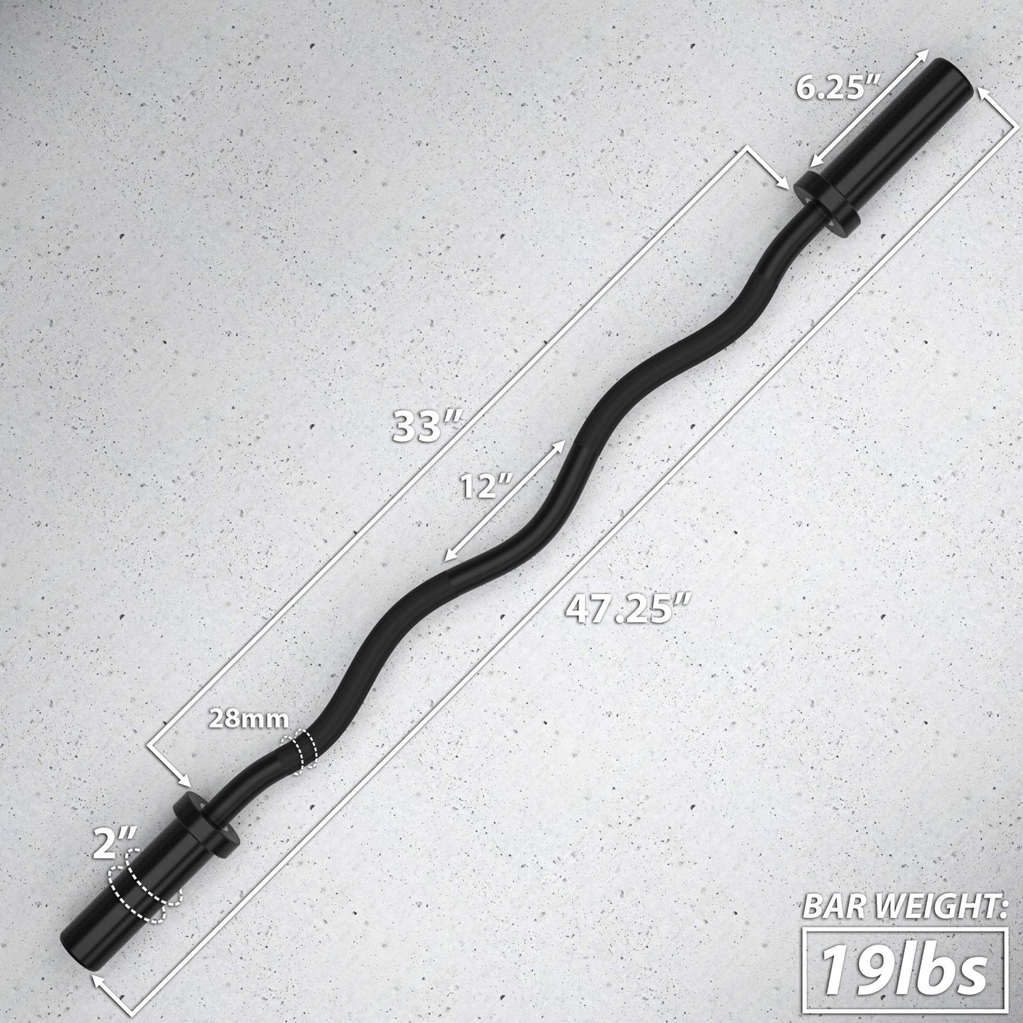 Synergee Commercial EZ Curl Olympic Bar Black Phosphate with Powder Coated Brass Bushings Excellent for Bicep Curls and Triceps Extensions