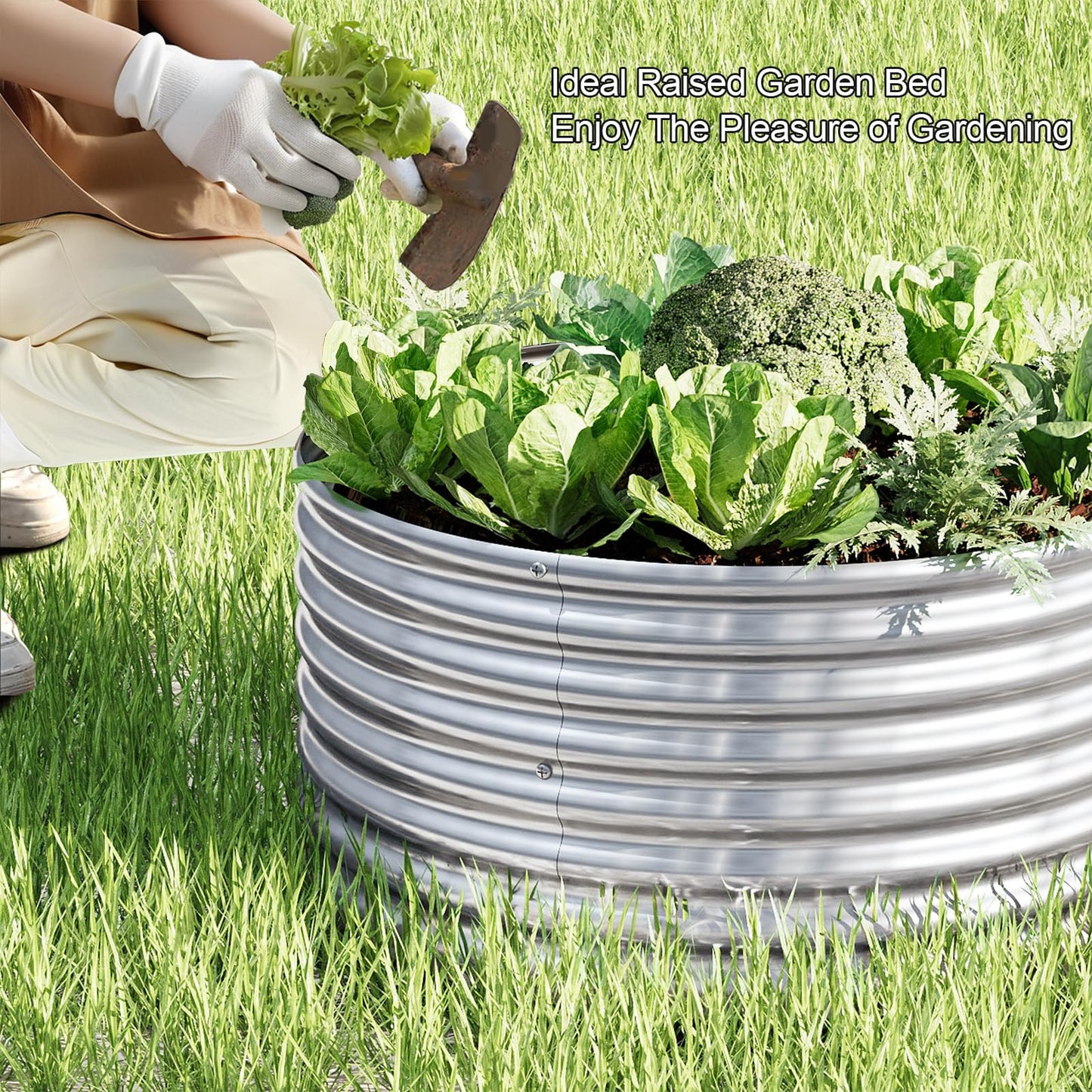 Mostmahes 4 Pack Tall 2x2x2ft Round Galvanized Raised Garden Bed Outdoor, Metal Garden Bed for Vegetables, Above Ground Garden Box for Flower, Steel Raised Beds for Gardening