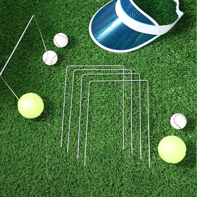 Deekin Set of 9 Croquet Wickets Replacement for Croquet Metal Hoops with Galvanized and Plastic Coating for Family Lawn Backyard Outdoor Game(Square)