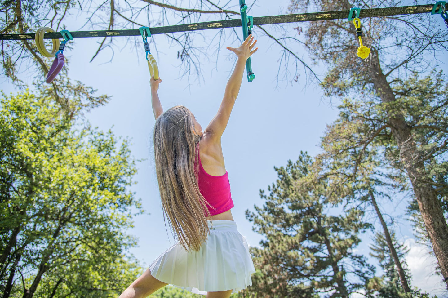 Trelines 36ft. Ninja Adventure Kit, Slackline Obstacle Course and Outdoor Playground Set - 8 Ninja Warrior Accessories - Monkey Bars for Backyard, Kids Outdoor Play Jungle Gym - Ages 5+ Holds 250lbs