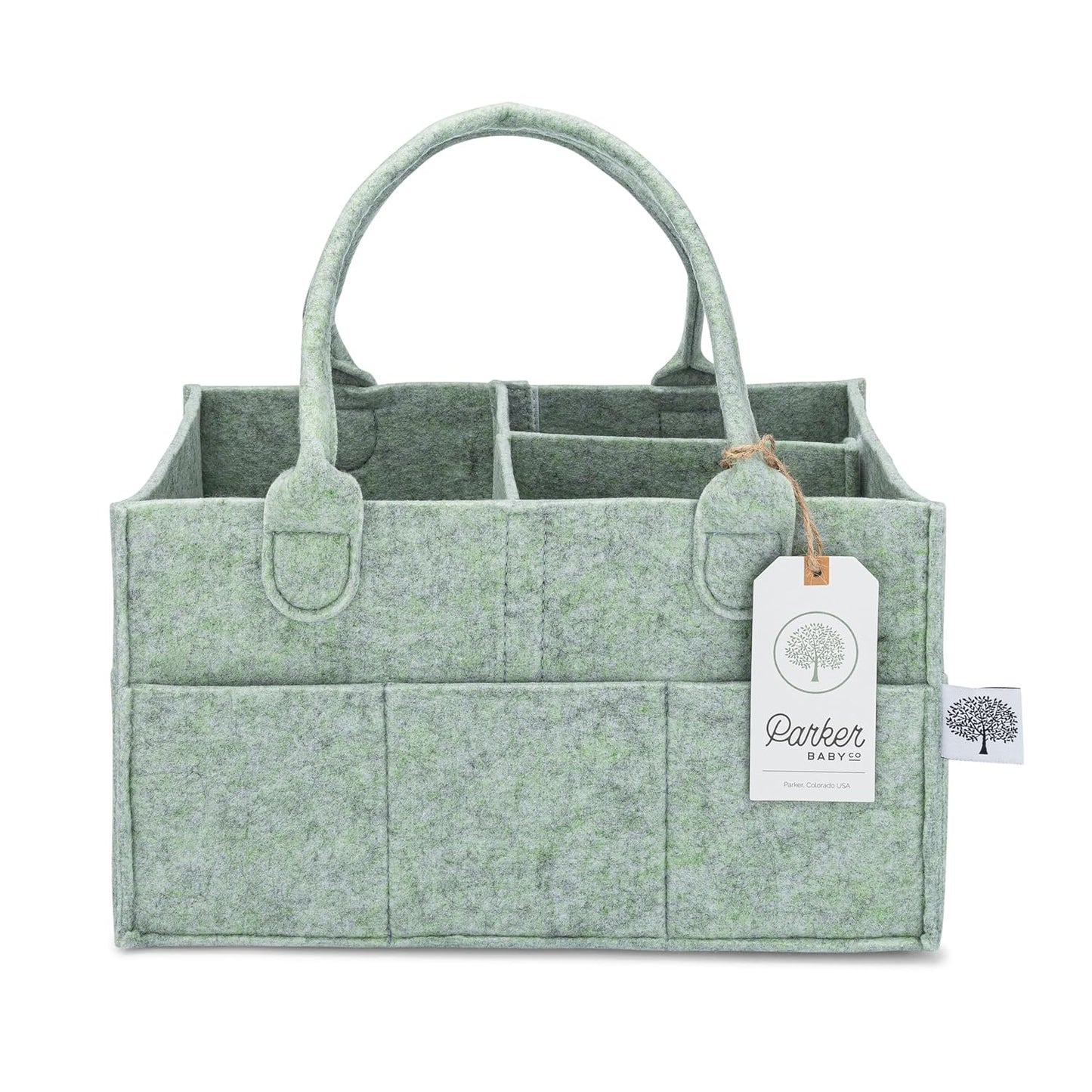Parker Baby Diaper Caddy - Stylish Nursery Storage Bin & Car Organizer for Diapers - Sage Green