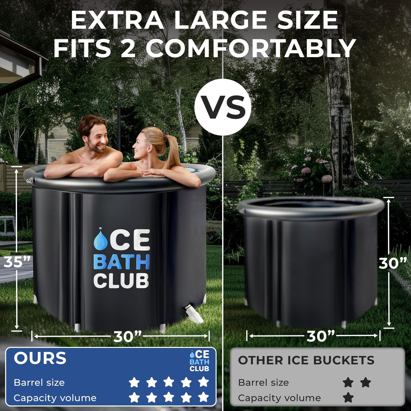 Portable Ice Bath Tub |116 Gallons Cold Plunge Tub for Athletes & Adults | Indoor and Outdoor Large Cold Plunge Tub for Cold Immersion Therapy and Rapid Recovery | Inflatable and Easy Setup | Black