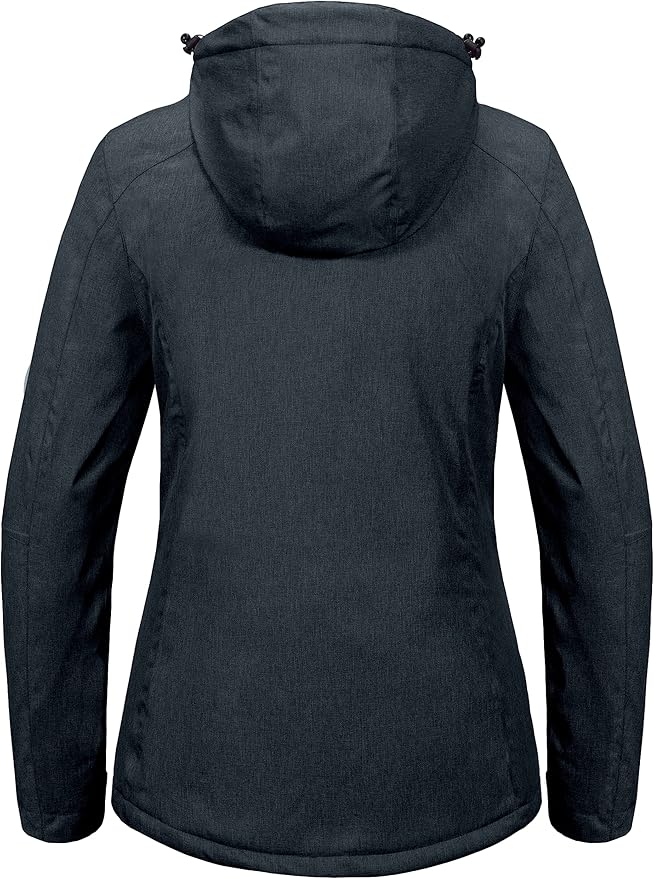 Little Donkey Andy Women's Waterproof Hiking Skiing Jacket with Removable Hood, Fleece Lined Winter Warm Rain Coat