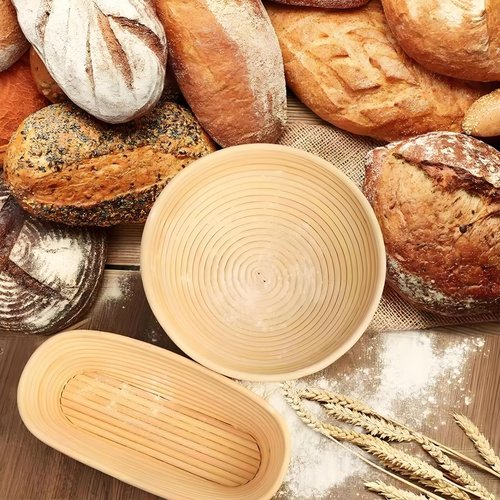 KOACKL Sourdough Bread Starter Kits Banneton Sourdough Bread Making Tools Kit, Banneton Proofing Basket Making Bread Basket Baking for Baking Dough with Rising Pattern (Round and Oval)