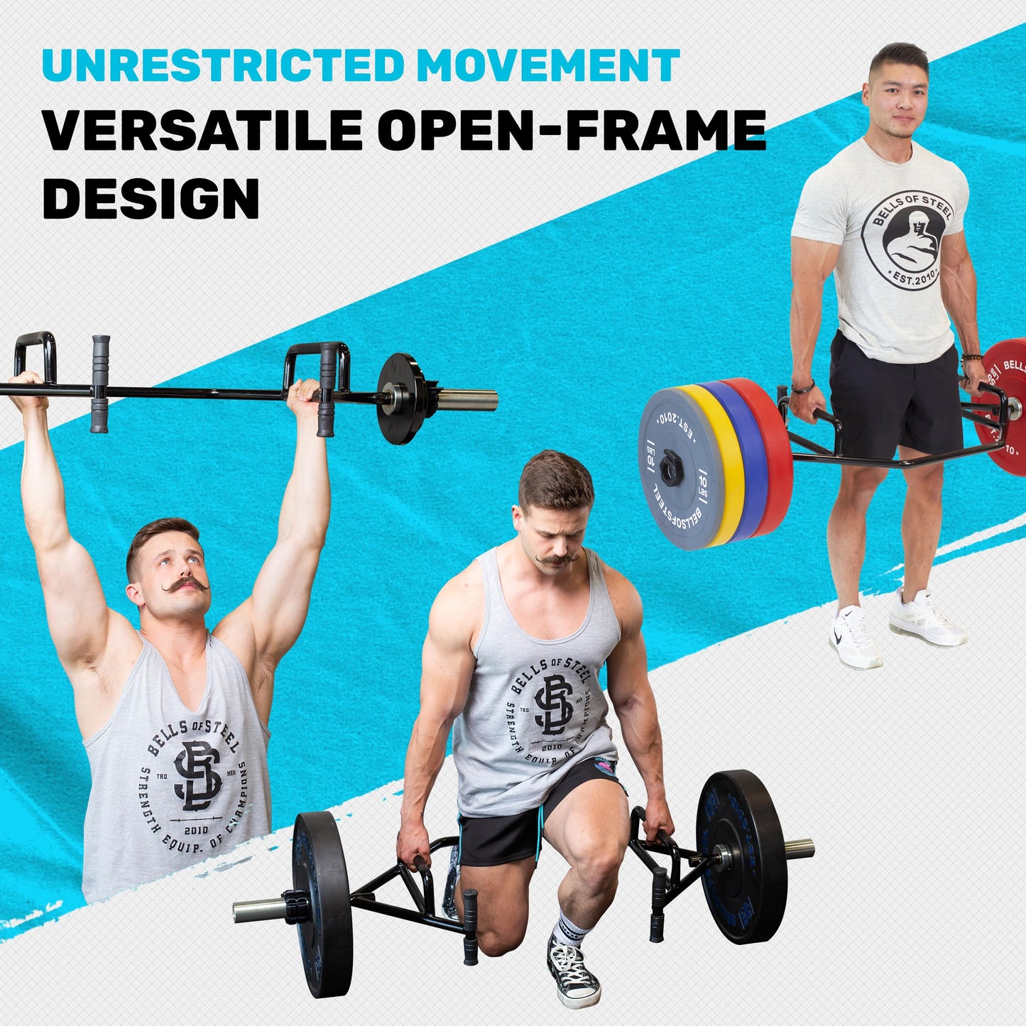 Trap Bar [Bells of Steel] Hex Bar Deadlift, Open-Ended Frame Trap Bars for Weight Lifting, Gym Equipment for Home and Commercial, Built-in Deadlift Jack & Rotating Sleeves, 700 lb Capacity
