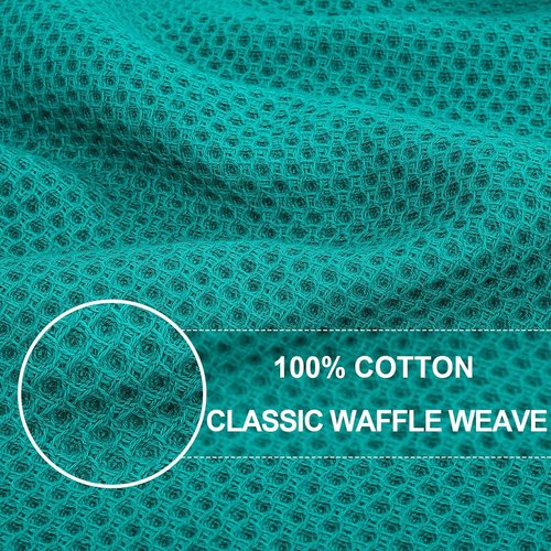 Homaxy Kitchen Dish Towels - 100% Cotton Waffle Weave, Ultra Soft & Absorbent, 13 x 28 Inches, 4-Pack | Teal