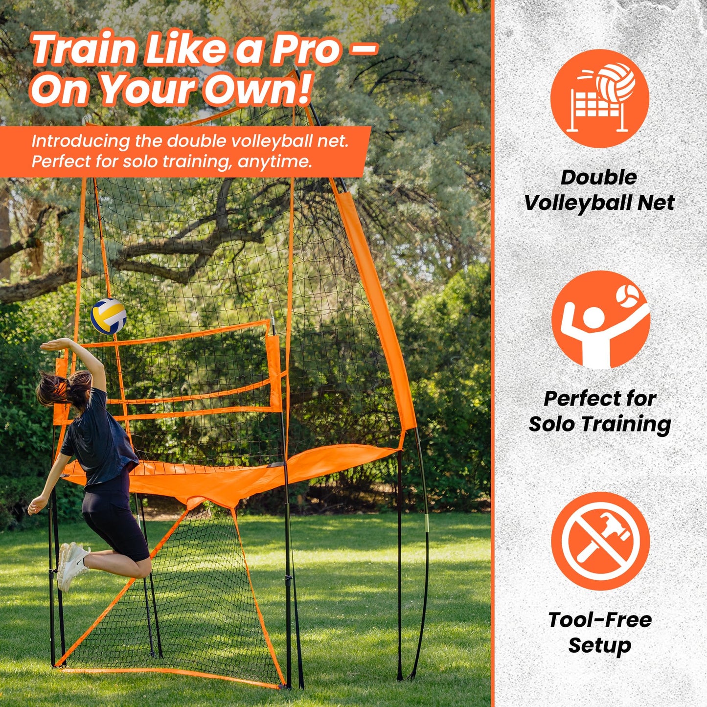 LBH® - Volleyball net for Backyard, Volleyball Training Equipment Outdoor & Indoor, Volleyball Practice Net, Trainer Equipment for Kids and Adult, Hitting Trainer nets rebounder