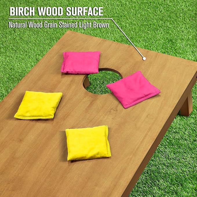 GoSports 4 ft x 2 ft Regulation Size Wooden Cornhole Boards Set - Includes Carrying Case - Full Regulation Size Bean Bag Toss Boards