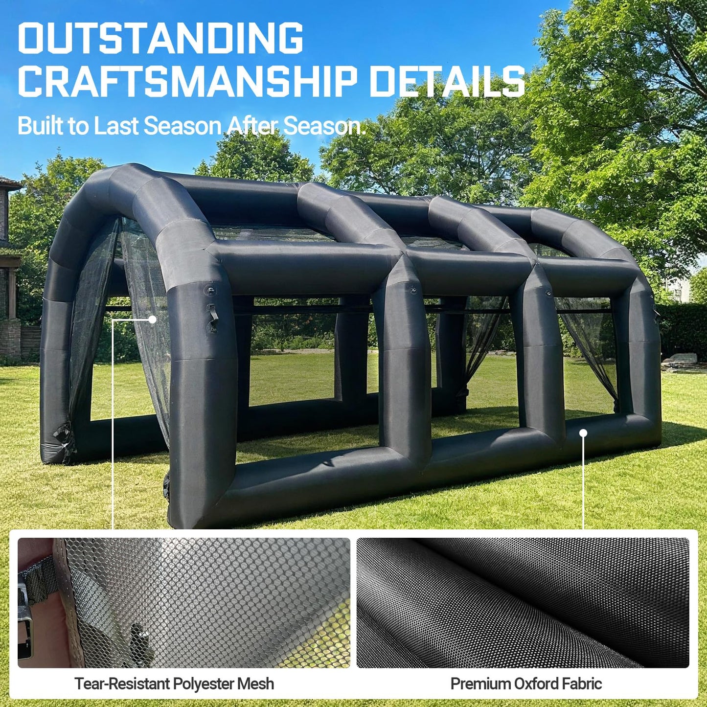 OZIS Inflatable Batting Cage for Baseball with Blower,Durable Inflatable Tennis Tent Baseball Softball Court Training Equipment Batting & Pitching Cage for Indoor/Outdoor Backyard Plays(Black