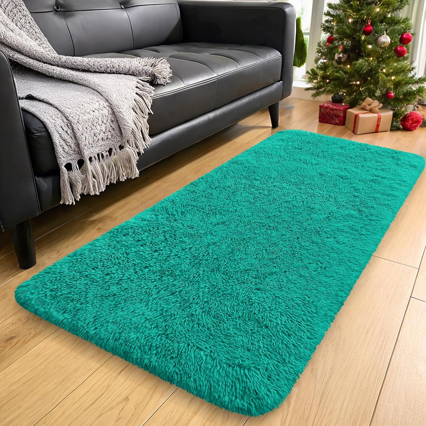 OLANLY Runner Rugs - Soft, Machine Washable Shaggy Design for Hallway & Bedroom | Teal Green