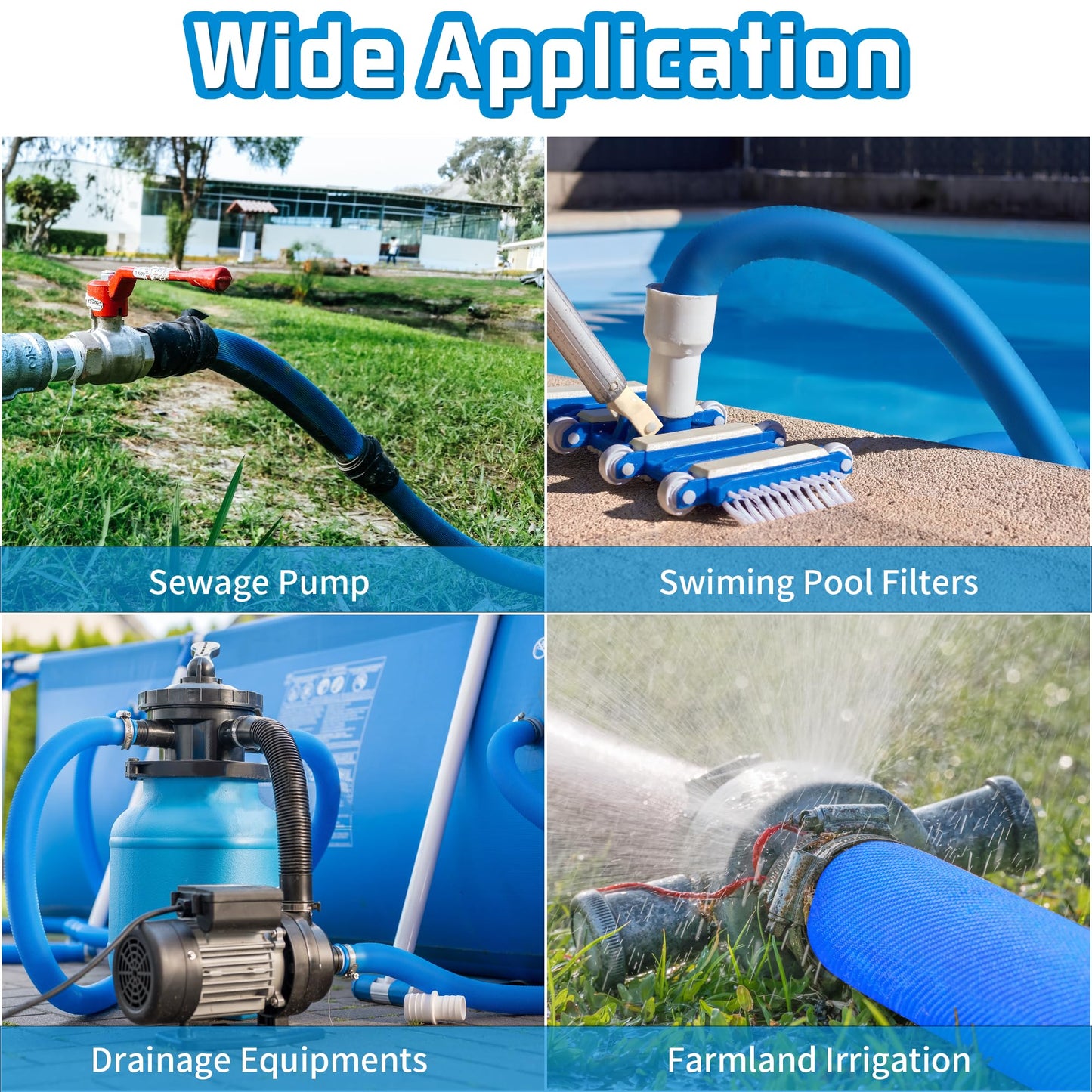FOTING Sump Pump with 50FT Pool Backwash Hose 1-1/2 IN, 1HP Clean/Dirty Submersible Water Pump, 4600GPH Utility Pump Thermoplastic Electric Portable Transfer Water Pump for Swimming Pool Garden Pond B