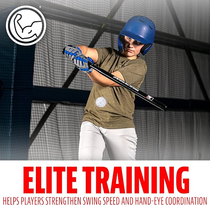 Franklin Sports MLB Baseball Training Bat + Balls - Thin Stick Training Equipment for Hitting Practice - Skinny Mini Bat + Ball Set for Contact Batting - 30"