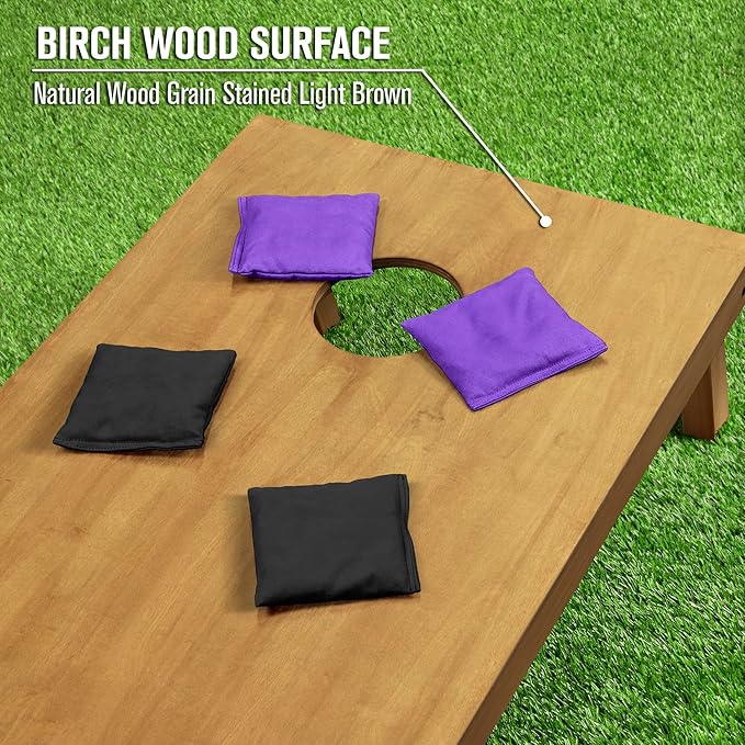 GoSports 4 ft x 2 ft Regulation Size Wooden Cornhole Boards Set - Includes Carrying Case - Full Regulation Size Bean Bag Toss Boards