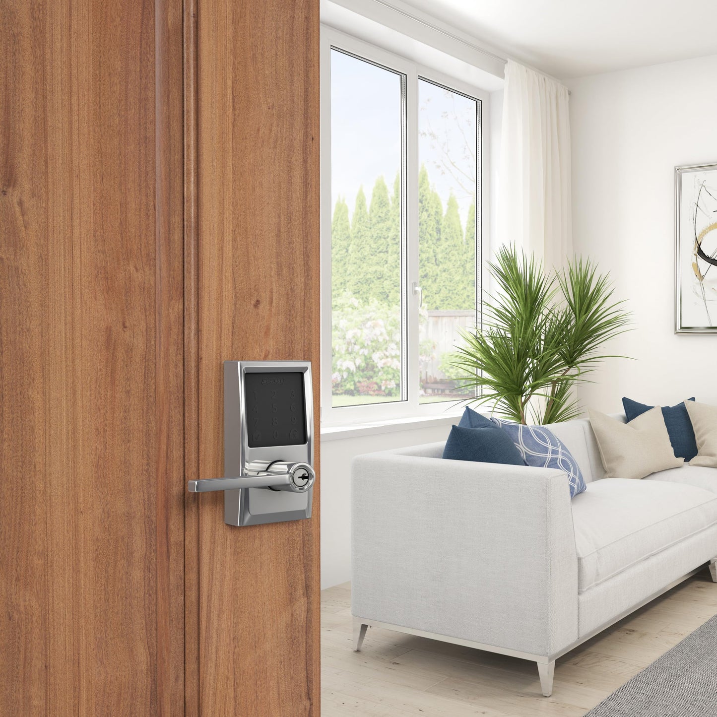 Schlage Encode Smart Wi-Fi Lock with Lever Handle, Touchscreen Keypad, Keyless Entry Door Lock, App Control, Alexa, Google Home and Airbnb Compatible, Bright Chrome, FE789WB CEN 625 LAT