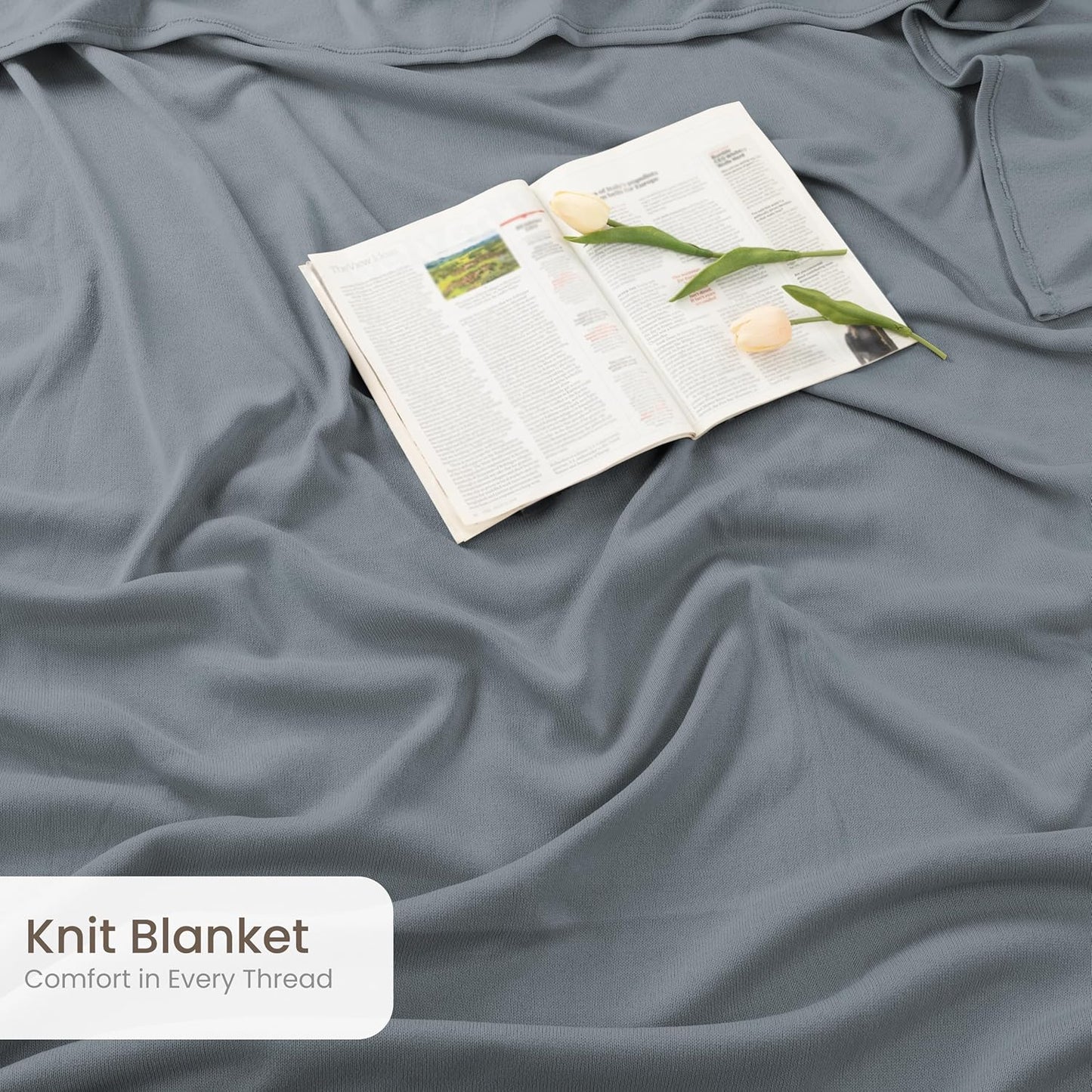 Utopia Bedding Knit Blanket - Soft Lightweight Jersey | Queen Size 90x90 Inches, Grey