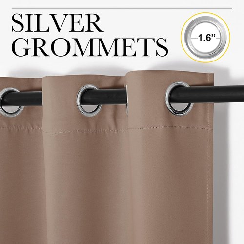 NICETOWN Light Reducing Grommet Curtains - Soft Triple Woven Drapes for Living Room | 2 Panels, W42 x L90, Cappuccino