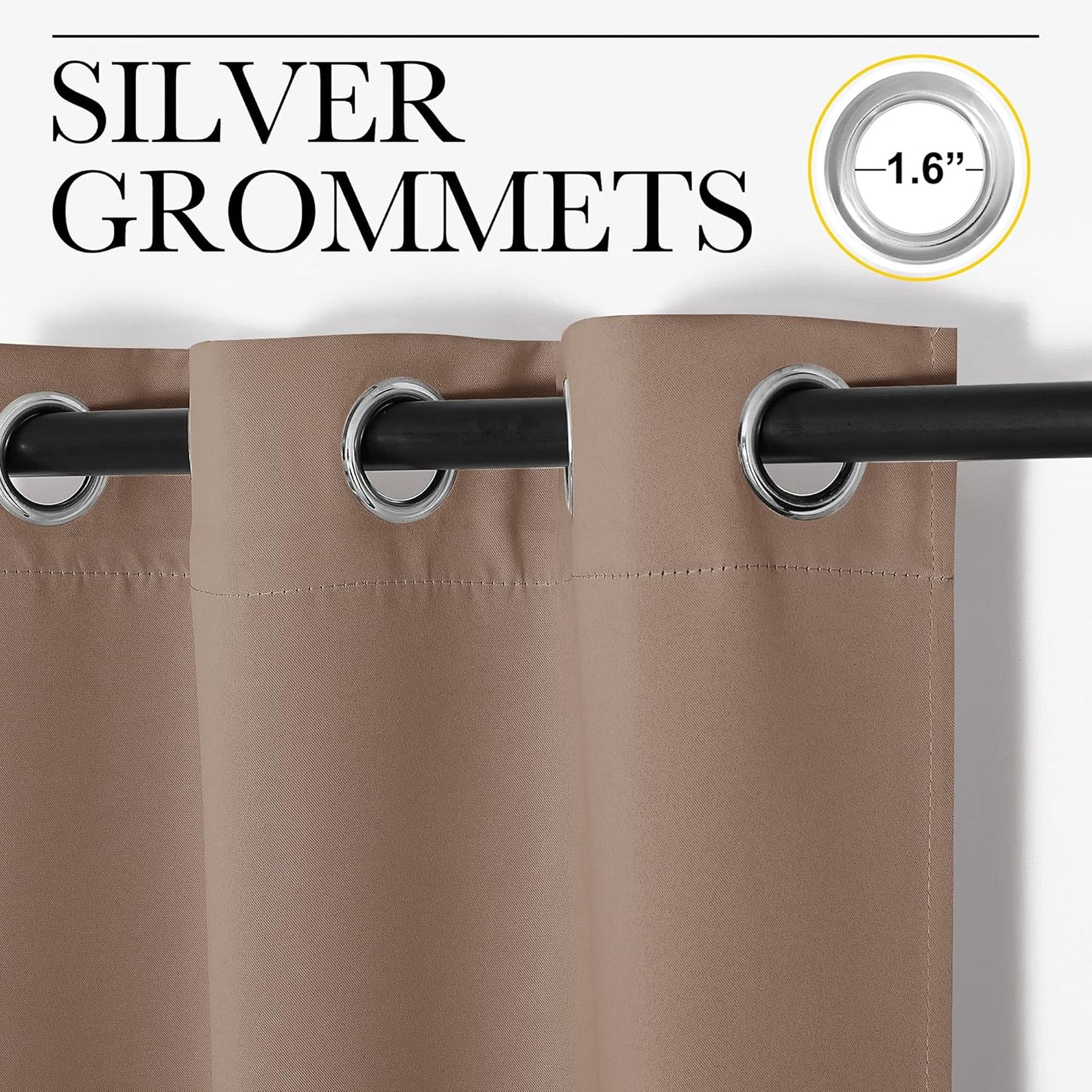 NICETOWN Room Darkening Curtain Panels - Thermal Insulated Grommet Drapes for Bedroom | 34x54 Inches, Cappuccino