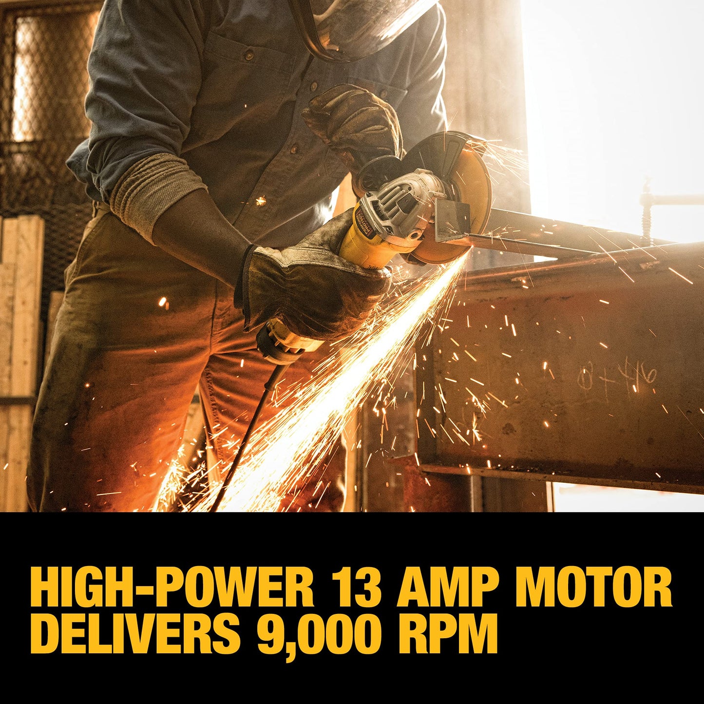 DEWALT Angle Grinder Tool, 6-Inch, Paddle Switch with No Lock-On, 13-Amp (DWE43144N), Yellow